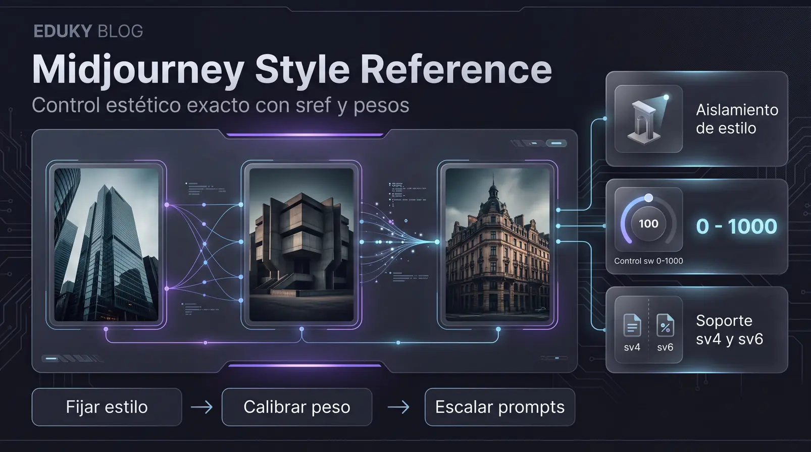 Consistencia de estilo en Midjourney: Guía definitiva del parámetro --sref, códigos y pesos